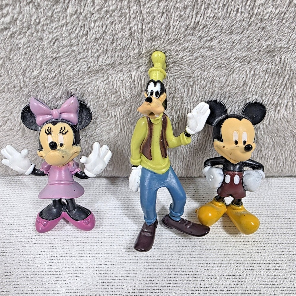 Three Disney Character PVC Mickey Mouse, Minnie Mouse, & Goofy lot